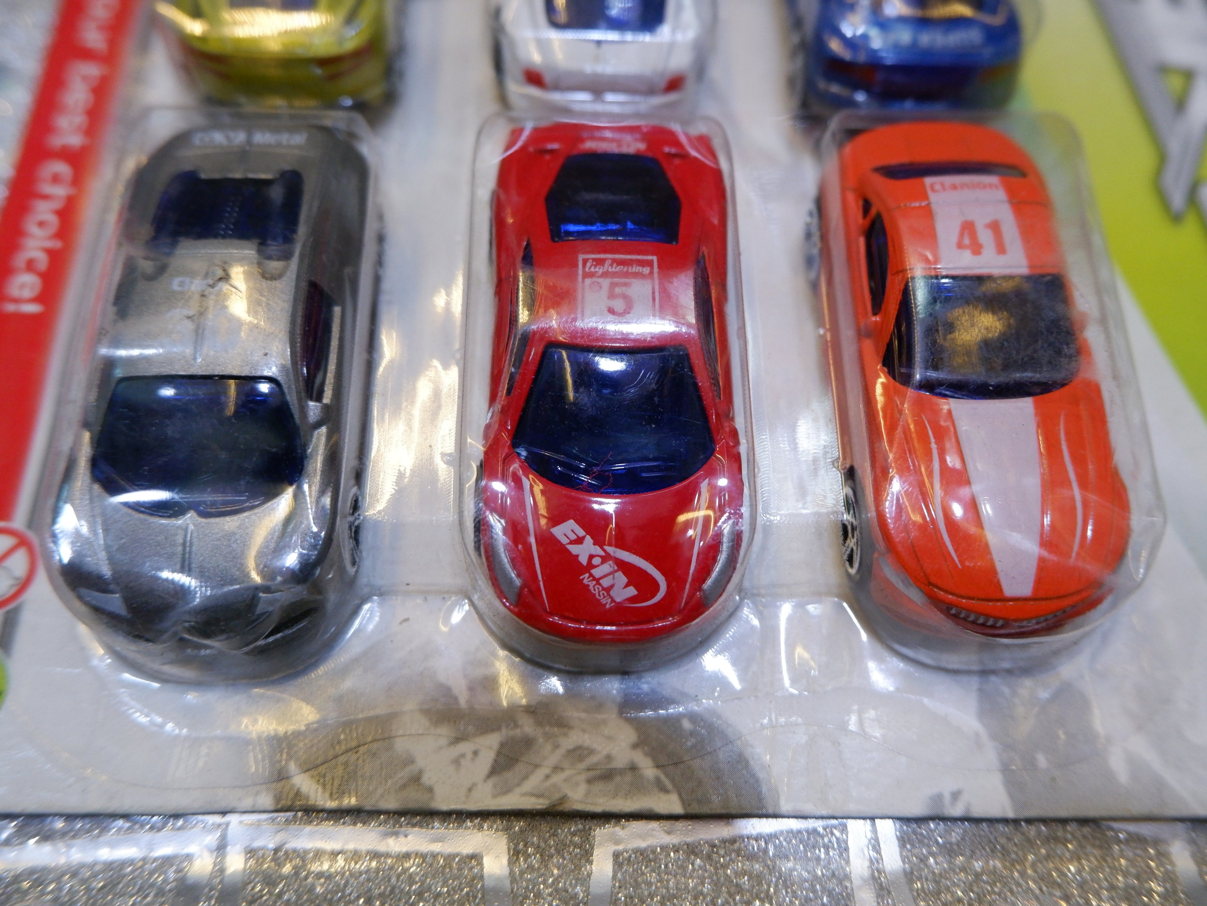 set of six die-cast alloy toy cars in a mini series package